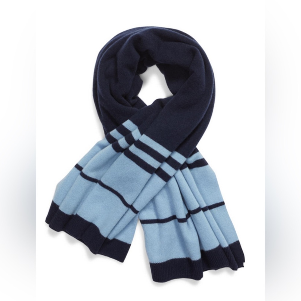 Halogen Blue Stripe Cashmere wrap Scarf 48x60